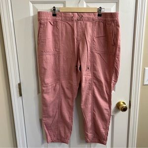 Old Navy Pants Womens XL Pink Crop High-Rise Tapered Cuffed Pull On Casual